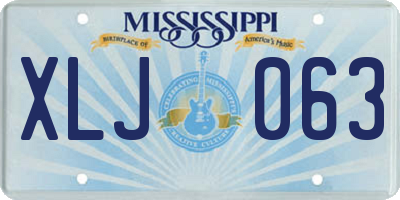 MS license plate XLJ063
