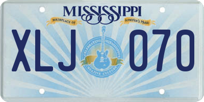 MS license plate XLJ070