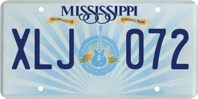 MS license plate XLJ072