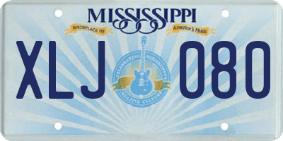 MS license plate XLJ080