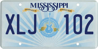 MS license plate XLJ102