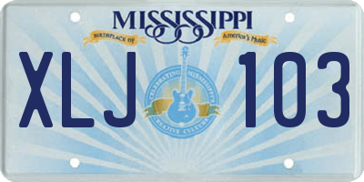 MS license plate XLJ103