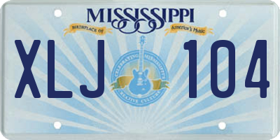 MS license plate XLJ104