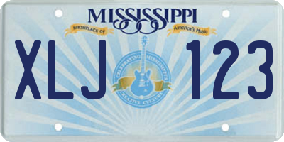 MS license plate XLJ123