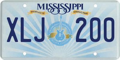 MS license plate XLJ200