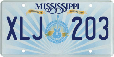 MS license plate XLJ203