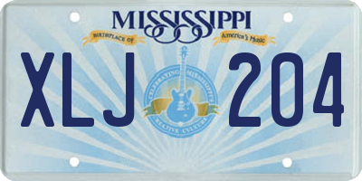 MS license plate XLJ204