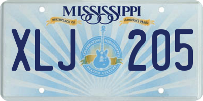 MS license plate XLJ205
