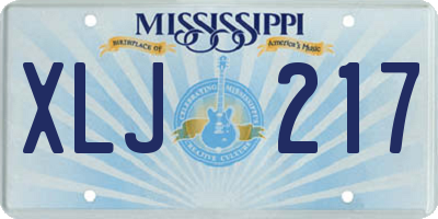 MS license plate XLJ217