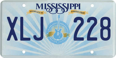 MS license plate XLJ228