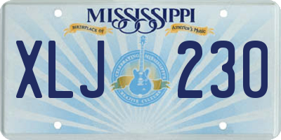MS license plate XLJ230