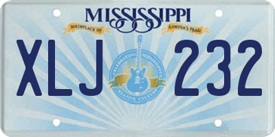 MS license plate XLJ232