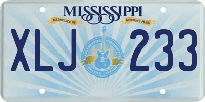 MS license plate XLJ233