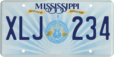 MS license plate XLJ234