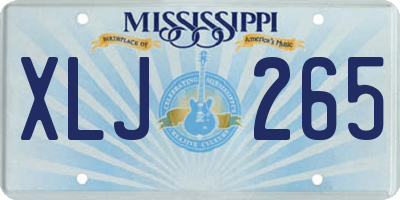 MS license plate XLJ265