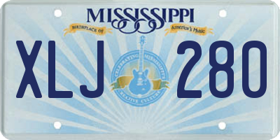 MS license plate XLJ280