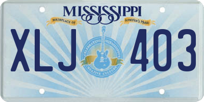 MS license plate XLJ403