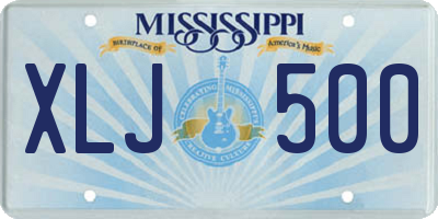 MS license plate XLJ500