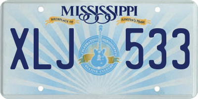 MS license plate XLJ533