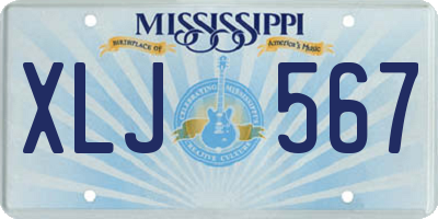 MS license plate XLJ567