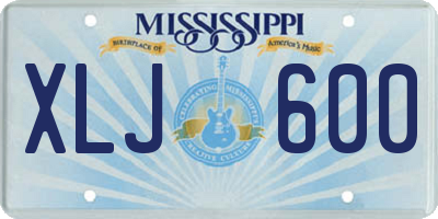 MS license plate XLJ600