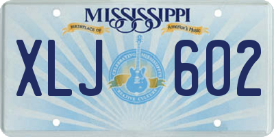 MS license plate XLJ602