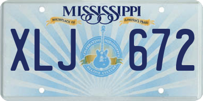 MS license plate XLJ672