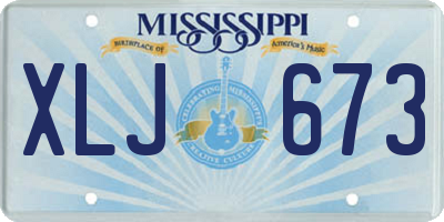 MS license plate XLJ673