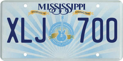 MS license plate XLJ700