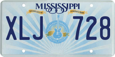 MS license plate XLJ728
