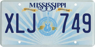 MS license plate XLJ749