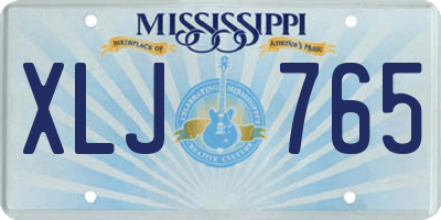 MS license plate XLJ765