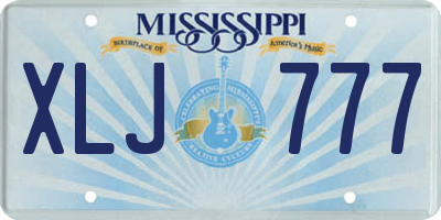 MS license plate XLJ777