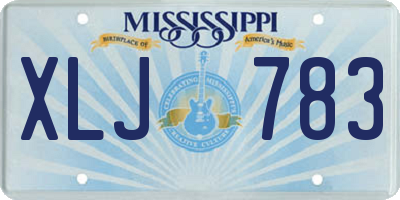 MS license plate XLJ783