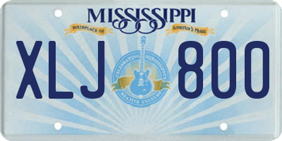 MS license plate XLJ800