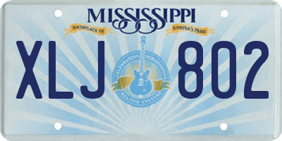 MS license plate XLJ802