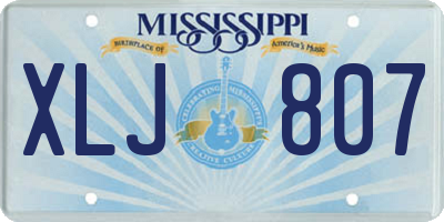 MS license plate XLJ807