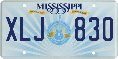 MS license plate XLJ830