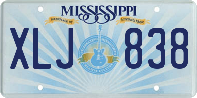 MS license plate XLJ838
