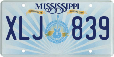 MS license plate XLJ839