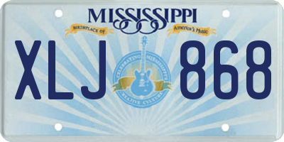 MS license plate XLJ868