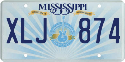 MS license plate XLJ874