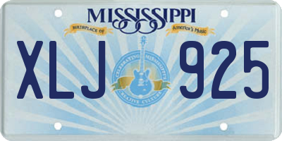 MS license plate XLJ925