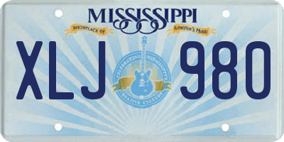 MS license plate XLJ980