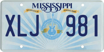 MS license plate XLJ981