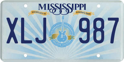 MS license plate XLJ987