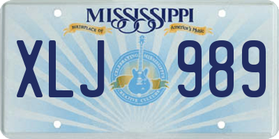 MS license plate XLJ989