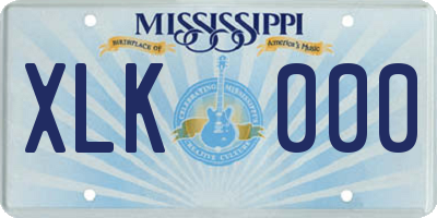 MS license plate XLK000