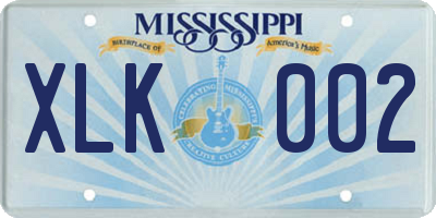 MS license plate XLK002