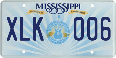 MS license plate XLK006